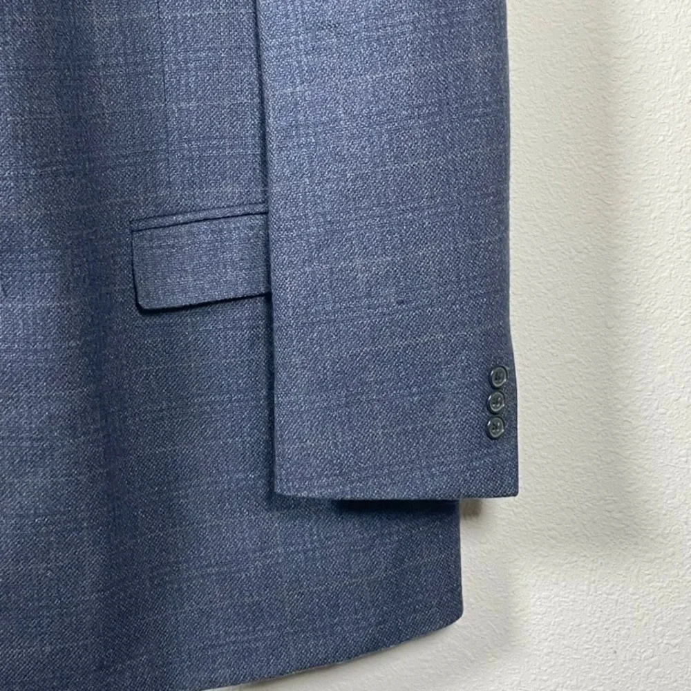 Austin Reed Blazer Mens 44R Blue Glen Plaid Wool Sport Coat USA Wright & Simon